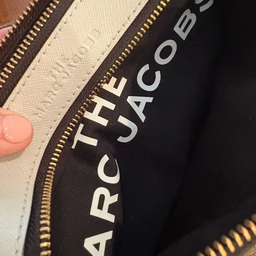 Marc Jacobs Navy and Cream Crossbody Camera Bag with Gold Hardware